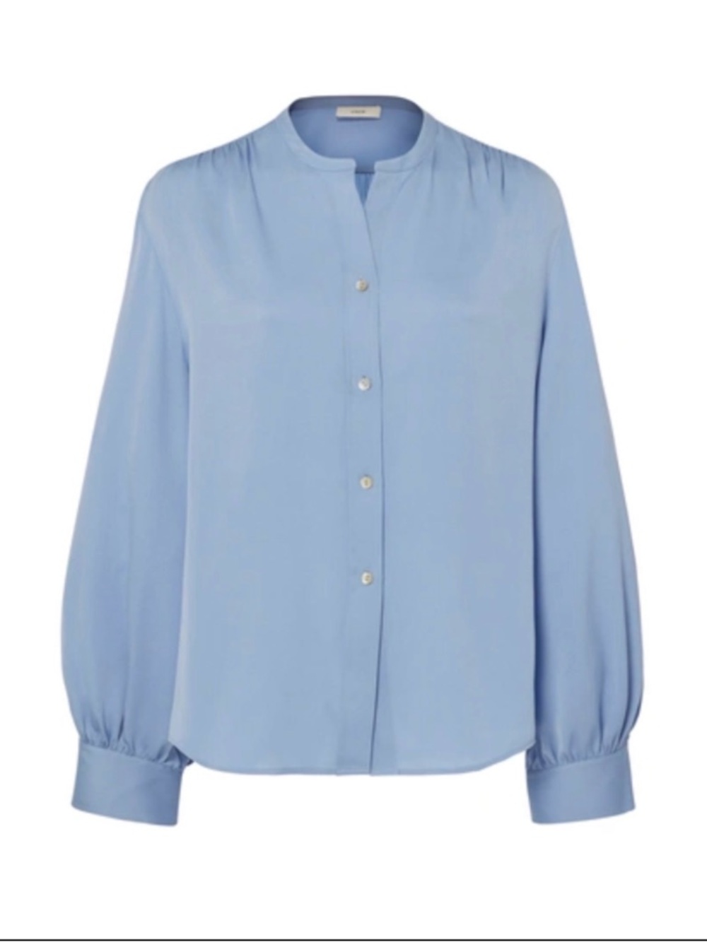Vince Light Blue Button-Front Band Collar Blouse